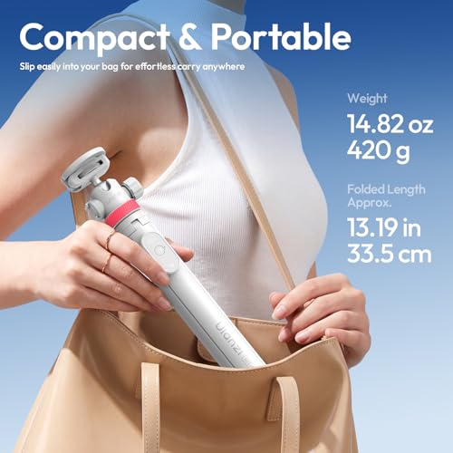 ULANZI MT44M Auto Open Magnetic Phone Tripod, 59" Selfie Stick Tripod Stand w Remote, 2-in-1 Dual Mount&1/4" Screw for Phone&Camera, 360°Ball Head for iPhone Android, Vlogging, Live Streaming, White - color: White