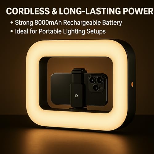 Smartphone Video Rig LED Ring Light, Rechargeable Handheld Phone Video Stabilizer, 8000mAh Built-in Battery for Recording & Streaming, Camera, YouTube, Tiktok, Makeup, ZanaTech