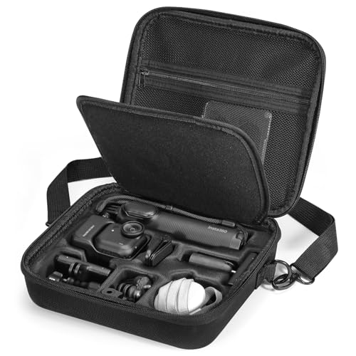 AMAZEAR Carry Case for Insta360 Go Ultra Accessories, Insta 360 Go-Ultra Portable Travel Bag with Shoulder Strap Hard Case for Protection, Organization, and Storage, Water-Resistance, Black - color: Black