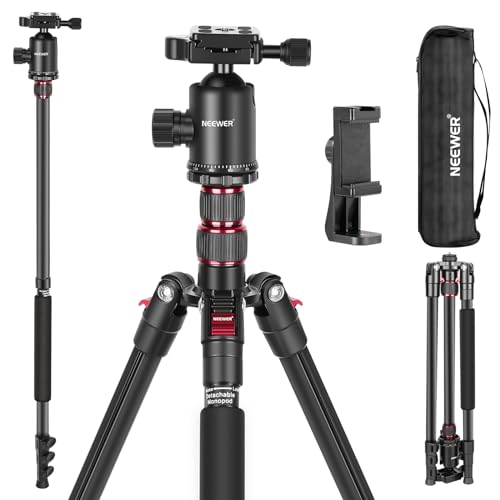 NEEWER 77 inch Camera Tripod Monopod for DSLR, Phone with 360° Panoramic Ball Head, 2 Axis Center Column, Arca Type QR Plate, Bag, Compact Aluminum Lightweight Travel Tripod 34lb Max Load, TP77 - style: Travel Tripod