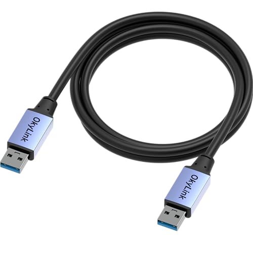 OkyLink USB 3.0/3.2 Gen 1 Data Cable A to A, Male to Male 5Gbps, 5ft | 1.5M, Aluminum Housing, for Barcode Scanner and POS System - color: USB3.0(5Gbps), size: 5ft (1.5m)