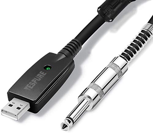 USB Guitar Cable Connect Guitar to Pc for Musical Instruments USB Interface Male to 6.35mm 1/4" Ts Electric Guitar Connector Instrument Cable for Recording 2.8m/9.2ft - color: Black