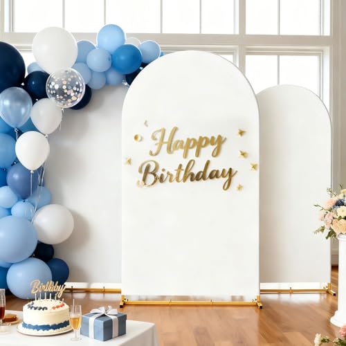 Toolterritary Set of 3 Metal Arch Backdrop Stand with Cover Set, (7.2FT, 6.6FT, 6FT Wedding Arch and Cover Set), Backdrop Arch for Party, Baby Shower, Birthday, and Graduation Ceremony - color: White, size: 7.2ft+6.6ft+6ft