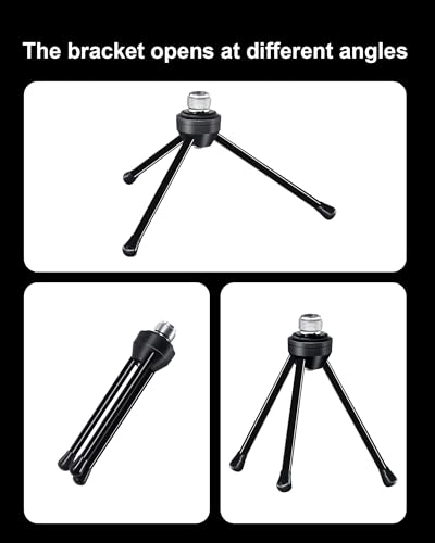 SUUNTOK Desk Microphone Stand with Mic Clip Holder, Foldable Tripod with Non-slip Feet Adjustable Desktop Mic Stand, Ideal for Podcast, Online Chat, meetings with dynamic mics Like SM58 57 PGA48 etc.