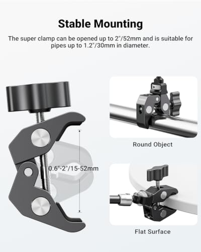Neewer 11" Articulating Magic Arm Clamp Mount with Super Clamp, Camera Monitor Mount with 1/4" 3/8" ARRI Locating Pins & Holes for DSLR Action Camera Video Light Compatible with SmallRig Cage, ST16C - style: ST16C w/Clamp