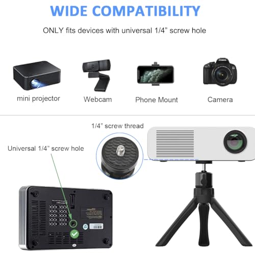 JCWINY Mini Projector Stand - Table Top Tripod with Tilt Angle Adjustable Small Tripod for Projectors, Cameras, DSLR, Smartphones