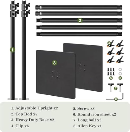 Backdrop Stand 10x10 ft Adjustable Photo Backdrop Stand Kit, Heavy Duty Pipe and Drape Photography Background Support with Flat Metal Base for Wedding, Party, Video Studio, Birthday, Black - size: 10x10 ft
