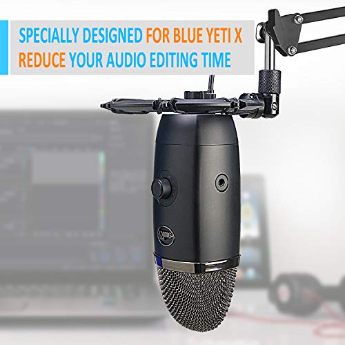 YOUSHARES Blue Yeti X Shock Mount, Latest Alloy Shockmount Reduces Vibration and Shock Noise Matching Boom Arm Mic Stand, Designed for Blue Yeti X Microphone - color: Shock Mount