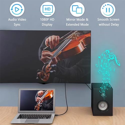 AKWOR 6.6FT USB to HDMI Adapter Cable, USB to HDMI Male 1080P HD Monitor Display Audio Video Converter Cable Cord Compatible with Windows - size: 2M