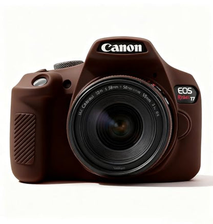 Case for Canon EOS Rebel T7 Rebel T6 Camera, Soft Silicone Rubber Protective Camera Case Cover Accessories, Lightweight, Anti-Scratch with Button Marking for EOS Rebel T7 T6 (Brown) - color: Brown
