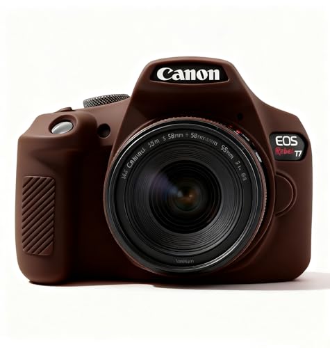 Case for Canon EOS Rebel T7 Rebel T6 Camera, Soft Silicone Rubber Protective Camera Case Cover Accessories, Lightweight, Anti-Scratch with Button Marking for EOS Rebel T7 T6 (Brown) - color: Brown