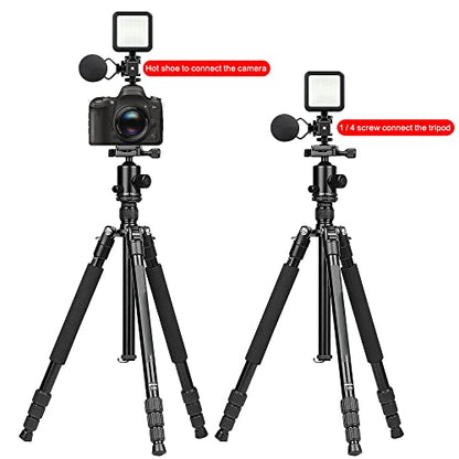Triple Cold Shoe Mount Adapter, Cold Shoe Adapter Extension Bracket,Cold Shoe Mount Adapter with 1/4"-20 & 3/8"-16 Threads, Hot Shoe Mount for Camera DSLR Mirrorless Camcorder Mic LED Light Monitor