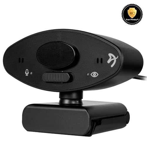Arozzi - Occhio True Privacy Webcam - Magnetic Privacy Cover, Dual Omni-Directional Noise Cancelling Microphones with Manual Circuit Breaker, and Full HD, Black - style: Webcam