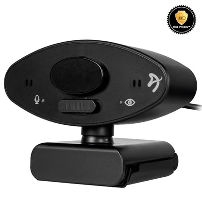 Arozzi - Occhio True Privacy Webcam - Magnetic Privacy Cover, Dual Omni-Directional Noise Cancelling Microphones with Manual Circuit Breaker, and Full HD, Black - style: Webcam