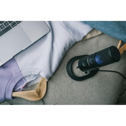 Audio-Technica AT2020USB-X Cardioid Condenser USB Microphone, Black + PodMaster Boom Broadcast/Podcast Boom Arm Mic Stand + Microfiber Cleaning Cloth + Goby Labs Microphone Cleaner