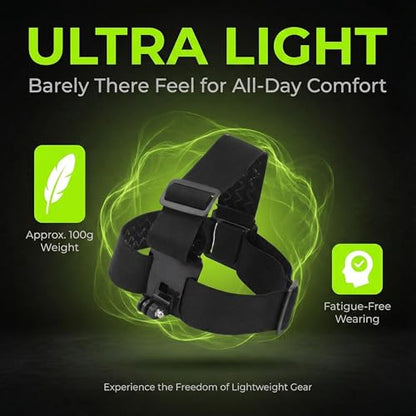 Adjustable Head-Mounted Camera Holder for Cell Phones - Head Mount Strap Bracket for First-Person View Video Shooting - Compatible with most mobile phones and cameras (4"-7")