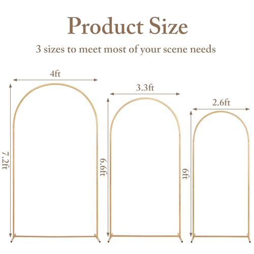 Toolterritary Set of 3 Metal Arch Backdrop Stand with Cover Set, (7.2FT, 6.6FT, 6FT Wedding Arch and Cover Set), Backdrop Arch for Party, Baby Shower, Birthday, and Graduation Ceremony - color: Black, size: 7.2ft+6.6ft+6ft