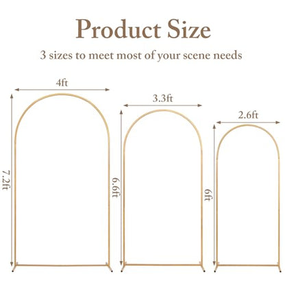 Toolterritary Set of 3 Metal Arch Backdrop Stand with Cover Set, (7.2FT, 6.6FT, 6FT Wedding Arch and Cover Set), Backdrop Arch for Party, Baby Shower, Birthday, and Graduation Ceremony - color: Black, size: 7.2ft+6.6ft+6ft