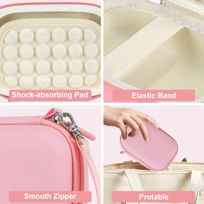 Leayjeen Hard EVA Camera Case Compatible with Canon PowerShot ELPH/IXUS, Kodak Pixpro FZ55/FZ45, Nikon Coolpix, Small Digital Camera, Shockproof Protective Camera Bag with Hand Strap-Pink(Case Only) - color: Pink
