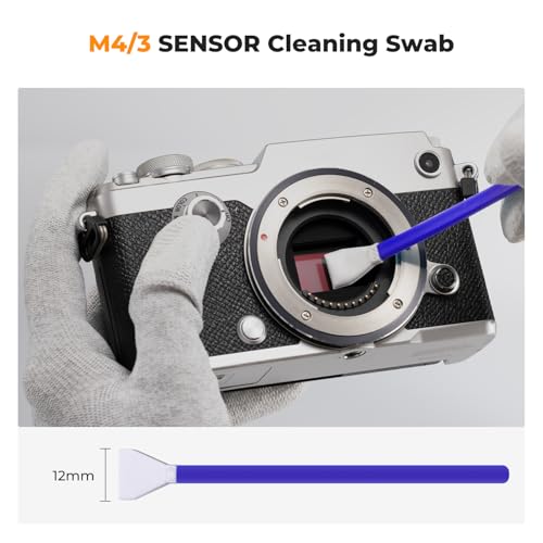 K&F CONCEPT 12mm Micro Four-Thirds 4/3 Sensor Cleaning Swab*10 + 20ml Sensor Cleaner, M43 Camera Cleaning Kit for All Models of M4/3 Camera Sensors, Including M4/3 Cameras from Olympus and Panasonic - size: 12mm