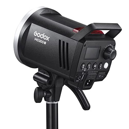 Godox MS300V 300Ws GN58 Compact Studio Strobe Flash Bowens Mount Monolight | LED Modeling Lamp, 2.4G Wireless, 0.1-1.8S Recycle Time, Flash Light for Studio,Portrait,Commerce Photography(MS300 Upgraded)