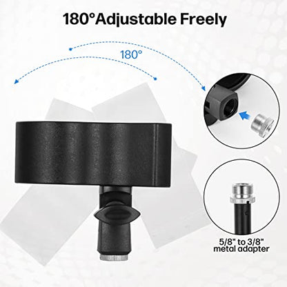 BILIONE Large Microphone Clips for Mics with Outer Diameter 1.26" to 2.3" | Adjustable Mic Holder, Premium ABS, Inside sponge to protect microphones, With 5/8" Male to 3/8" Female Screw Adapter - color: black, size: 2 Pack