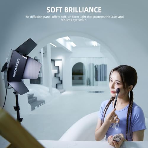 Godox LP400Bi Bicolor LED Video Light with Barndoor, 36W 2800K-6500K 6250Lux LED Panel Light with 11 FX Effects APP Control CRI/TLCI 96+ Dimmable 0-100% Studio Soft Light for Videography