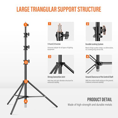 Heavy Duty Light Stand 13.12ft/400cm Adjustable 17.6lb/8kg Max Loading Photography Air Pressure Buffer Tripod Stand with 1/4” to 3/8” Screw Adapter for Strobe,LED Video Light, Monolight, Softbox