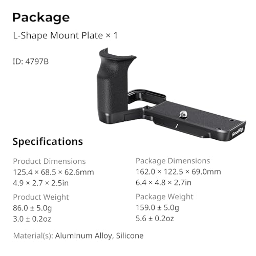SmallRig A7C II / A7CR Handgrip L-Shape Grip for Sony Alpha 7C II/Alpha 7CR, Quick Release Plate for Arca, Lightweight Silicone Side Handle, for Quickly Switch on Tripods/Handheld Shooting - 4797 - style: Silicone Grip