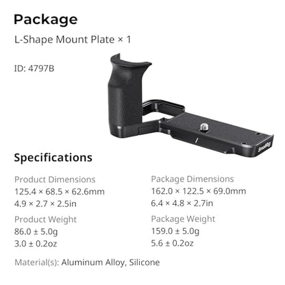 SmallRig A7C II / A7CR Handgrip L-Shape Grip for Sony Alpha 7C II/Alpha 7CR, Quick Release Plate for Arca, Lightweight Silicone Side Handle, for Quickly Switch on Tripods/Handheld Shooting - 4797 - style: Silicone Grip