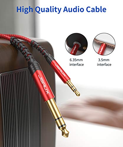 JSAUX 1/4 to 1/8 Cable Stereo Audio Cable 6M 6.35mm 1/4" Male to 3.5mm 1/8" Male TRS Bidirectional Stereo Audio Cable Jack 20FT for Guitar, iPod, Laptop, Home Theater Devices, Amplifiers-Red - color: Red, size: 20ft