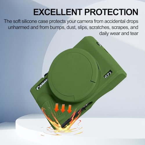 Easy Hood Case for Canon Powershot G7 X Mark III Digital Camera, Soft Silicone Protective Cover with Removable Lens Cover for Canon Powershot G7X Mark III DSLR Camera (Green) - color: Green