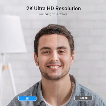 UGREEN 2K Webcam for PC Ultra HD 1080P Computer Webcam with Microphone, PC Camera with Privacy Cover, USB Web Camera for Streaming, Conference, Video Calling, Zoom, Skype, Teams, FaceTime, Grey - color: Grey