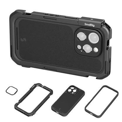 SmallRig Mobile Video Cage for iPhone 16 Pro, Phone Cage with Phone Case with T-Mount Lens Backplate, Support for MagSafe, Quick Release Video Rig for Videography Video Recording Vlog