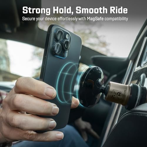 Mob Armor MobNetic Maxx MS - MagSafe Compatible Car Phone Mount w/ 90º Tilt, 360º Rotation & Durable Aluminum Build, Magnetic Holder for iPhone & Android Devices, USA Assembled - Gun Metal - color: Gun Metal