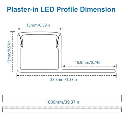 inShareplus Plaster-in LED Channel, 3.3ft/1M 10Pack LED Aluminium Channel with Milky Diffuser, Trimless Recessed Single-Sided Aluminum Profile LED Strip Diffuser for Under Cabinet and Corners of Wall - size: single-edge-10-pack (recessed)