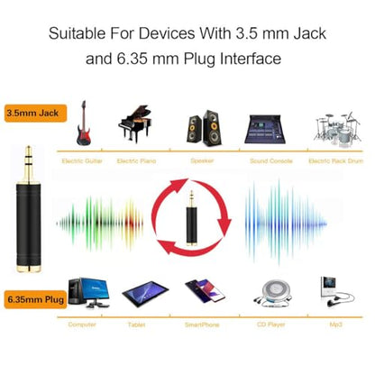 Tisino 1/4 to 3.5mm Stereo Adapter, 1/4 inch Female to 1/8 inch Male Mini Jack Aux Converter Headphone Adapter - Black, 1PCS - size: Adapter 1PCS