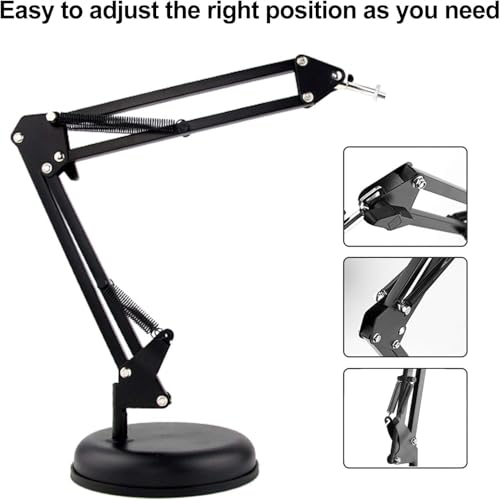 Spedal Desktop Webcam Stand with Weighted Round Base, Adjustable Scissor Arm Camera Mount with Phone Holder, 1/4" Thread MF920Pro, Smartphones, Overhead Recording & Live Streaming