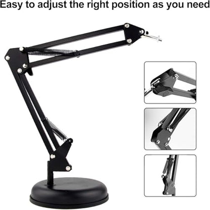 Spedal Desktop Webcam Stand with Weighted Round Base, Adjustable Scissor Arm Camera Mount with Phone Holder, 1/4" Thread MF920Pro, Smartphones, Overhead Recording & Live Streaming
