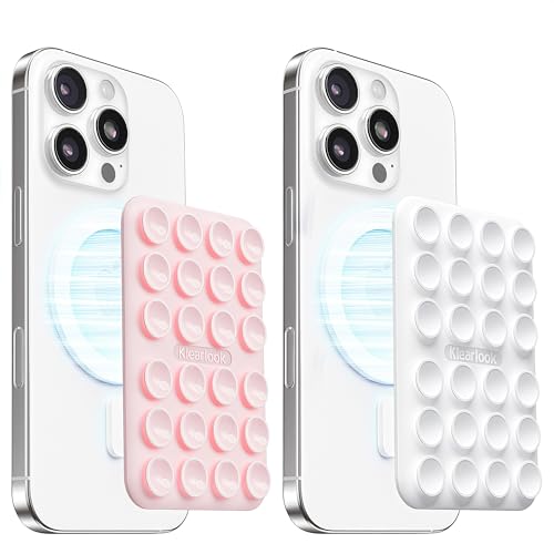 2Pack Magnetic Suction Phone Mount for MagSafe Case, Sticky Phone Grip Holder for iPhone, Removable Hands-Free Selfie/Video for TikTok Influencers, Women Girl Teen Gift, Light Pink & Classic White - color: Light Pink & Classic White