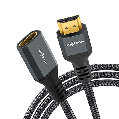 Twozoh 8K 4K HDMI Extension Cable, HDMI 2.1 Male to Female Cable, Nylon Braided HDMI Extender Cable Support 8K@60Hz 4K@120Hz 48gbps（1FT） - color: 8K 1-PACK, size: 1 FT