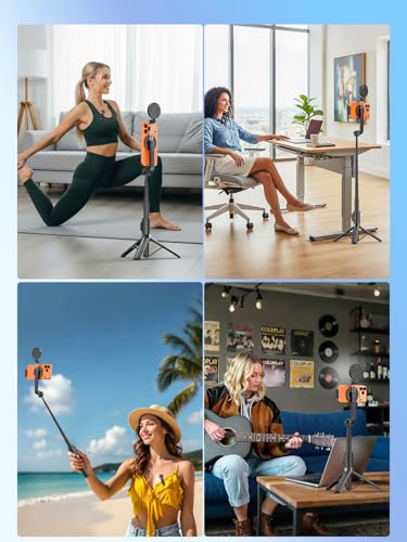 USKEYVISION Vlogging Kit for iPhone, Magnetic Selfie Stick Tripod with Light, Magnetic Microphone & Remote, Content Creator Essentials for YouTube TikTok Video Recording & Live Streaming - size: 49" Magnetic Selfie Stick with Light & Microphone