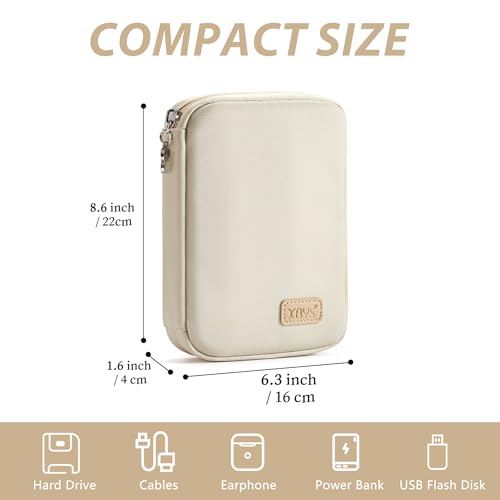 Travel Cable Organizer, Tech Pouch Electronics Organizer Travel Case, Portable Lightweight All-in-One Storage Bag for Cords, Charger, Phone, USB Cables, Hard Drive, Flash Drive (Beige, Large)