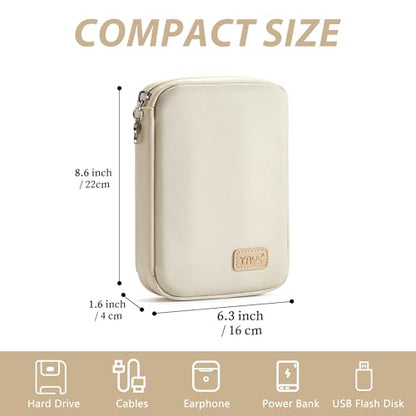 Travel Cable Organizer, Tech Pouch Electronics Organizer Travel Case, Portable Lightweight All-in-One Storage Bag for Cords, Charger, Phone, USB Cables, Hard Drive, Flash Drive (Beige, Large)