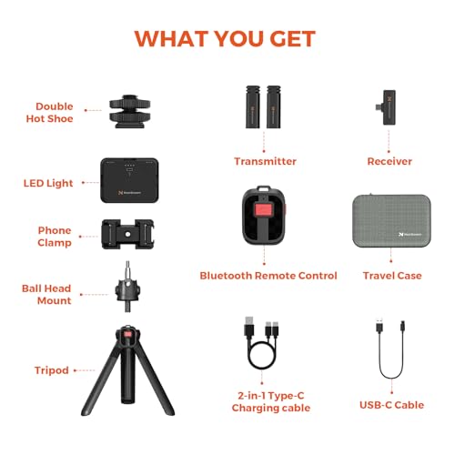 NearStream VK10 Vlogging Kit for Smartphone With Fill Light, Microphone, Phone Mount, Tripod, Bluetooth Remote Control - Content Creator or YouTube Starter Kit for Streaming