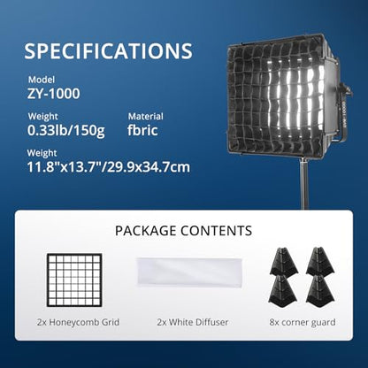 GVM Foldable Softbox with Diffusers/Honeycomb Grid, 2 Packs Softbox Lighting Kit Compatible with GVM 680RS/880RS/1000D RGB Video Light for YouTube/Portrait Photography/Product Shoots/Live Streaming