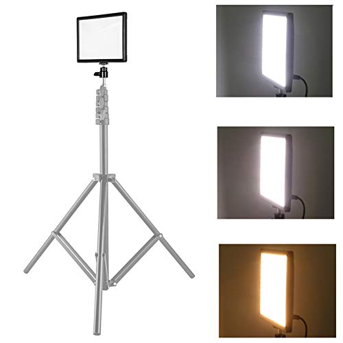 LED Video Light, Fill Light Panel with Bright Natural Soft Illumination Stable Color Temperature, LCD Display for Brightness Color Temperature Adjustment, Compatible with