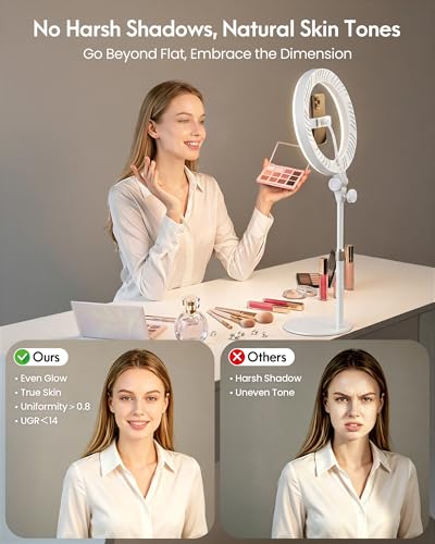 Desk Ring Light with Stand for Computer, Zoom Lighting for Computer, 30 Light Modes for Video Conference, Video Calls, Home Office, Desk Lighting for Video Recording, Podcast, Webcam, Stream