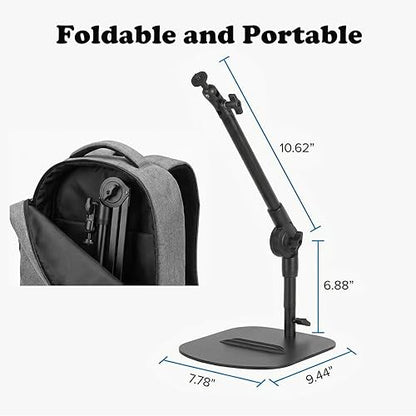 Desktop Microphone Stand, Adjustable Desk Mic Stand for AM8 K669B Yeti HyperX QuadCast SoloCast AT2020, Webcams Camera, Compatible 1/4, 3/8 & 5/8 Thread, for Recording/Podcasting/Streaming