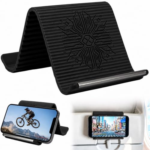 Foldable Silicone Aluminum Phone Holder, Adjustable Anti-Slip Flexible Silicone Phone Holder, Folded into Any Shape, Airplane Cellphone Holder for Home Office Travel Treadmill (Black) - color: Black-1PCS